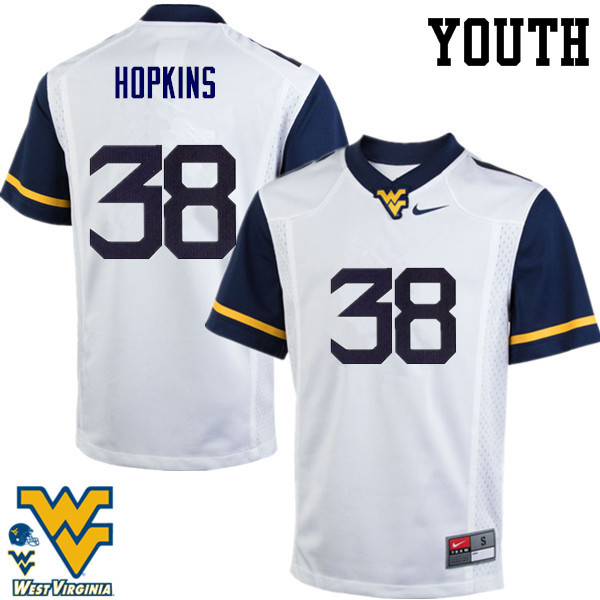 NCAA Youth Jamicah Hopkins West Virginia Mountaineers White #38 Nike Stitched Football College Authentic Jersey VT23W58TD